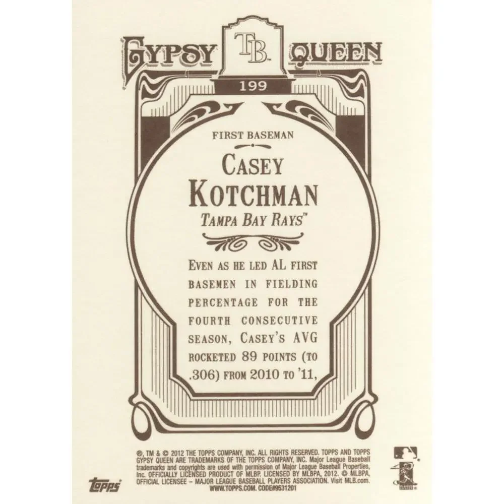2012 Topps Gypsy Queen Casey Kotchman # 199 Tampa Bay Rays